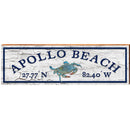 Apollo Beach Blue Crab White Latitude Longitude | Wall Art Print on Real Wood