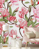 Modish Pink Magnolia Wallpaper