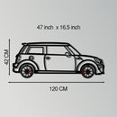 Mini Cooper Metal Car Wall Art with Rotating Wheels - Iconic British Compact Silhouette - Interactive Automotive Wall Decor - KAFMEKA151