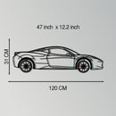 Ferrari 458 Italia Metal Car Wall Art with Rotating Wheels - V8 Supercar Silhouette Decor - Interactive Automotive Wall Art - KAFMEKA124