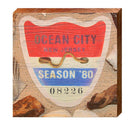 Ocean City, New Jersey 1980 Beach Tag Art | Wall Art Print on Real Wood