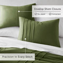 King size Microfiber Pleated Soft Lightweight Comforter Set in Olive Green