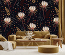 Dark Wallpaper with White Floral Design
