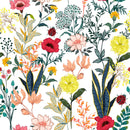 White Wallpaper with Flowers and Ladybugs