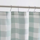 72-inch 100-Percent Cotton Fabric Shower Curtain with Green White Plaid Pattern