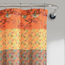 72-inch Orange Teal Floral Damask Boho Birds Polyester Shower Curtain