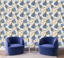 Elegant Blue Flowers Wallpaper Fashionable
