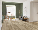 SPC Vinyl Rigid Core 7" Width 60" RL, 8mm Thick, 2mm IXPE  Oasis Natural Bellator Floors - Mazzia Collection Product shoot Hall view 2