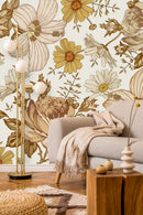 Voguish Yellow Flowers Wallpaper Tasteful