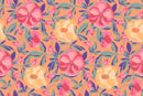 Contemporary Orange Floral Contemporary Wallpaper
