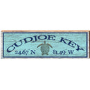 Cudjoe Key Sea Turtle Blue Latitude Longitude OUT2 | Wall Art Print on Real Wood