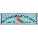 Summerland Key Conch Blue Latitude Longitude OUT2 | Wall Art Print on Real Wood