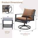 Ainfox 3PCS Patio Sofa With 2 Metal Swivel Chair And Coffee Table For Indoor Outdoor