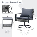 Ainfox 3PCS Patio Sofa With 2 Metal Swivel Chair And Coffee Table For Indoor Outdoor