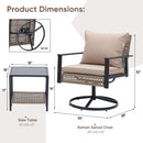 Ainfox 3PCS Patio Sofa With 2 Metal Swivel Chair And Coffee Table For Indoor Outdoor