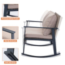 Ainfox Outdoor Patio Furniture Rocking Loveseat, Wicker Rattan Sofa
