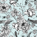 Contemporary Light Blue Floral Wallpaper
