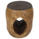 Haussmann Oval Wood End Table Windows 15 in DIA x 20 in Height Walnut Oil