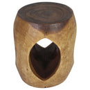Haussmann Oval Wood End Table Windows 15 in DIA x 20 in Height Walnut Oil