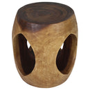 Haussmann Oval Wood End Table Windows 15 in DIA x 20 in Height Walnut Oil