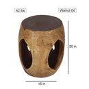 Haussmann Oval Wood End Table Windows 15 in DIA x 20 in Height Walnut Oil