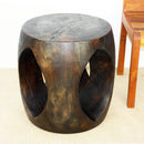 Haussmann Wood Oval Windows Coffee Table 20 inch DIA x 20 inch Height Mocha