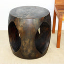 Haussmann Wood Oval Windows Coffee Table 20 inch DIA x 20 inch Height Mocha