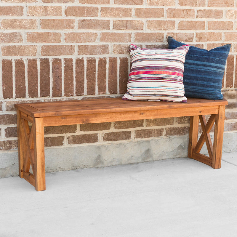 Crosswinds Acacia Wood X Frame Outdoor Patio Bench