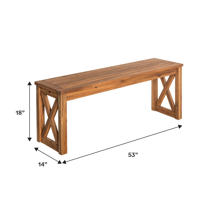 Crosswinds Acacia Wood X Frame Outdoor Patio Bench