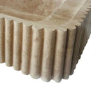 Oasis Beige Travertine Wall-mount Bathroom Vanity Sink Fluted (W)16" (L)36" (H)6" with 10" Backsplash profile view