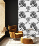 Black Palms on White Background Wallpaper
