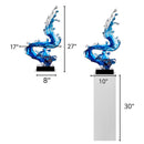 Ocean Blue Cortes Bay Wave Floor Sculpture with Black Stand, 57" Tall