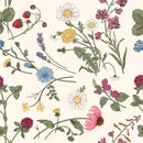 Modish White Wallpaper with Meadow Flowers Vogue