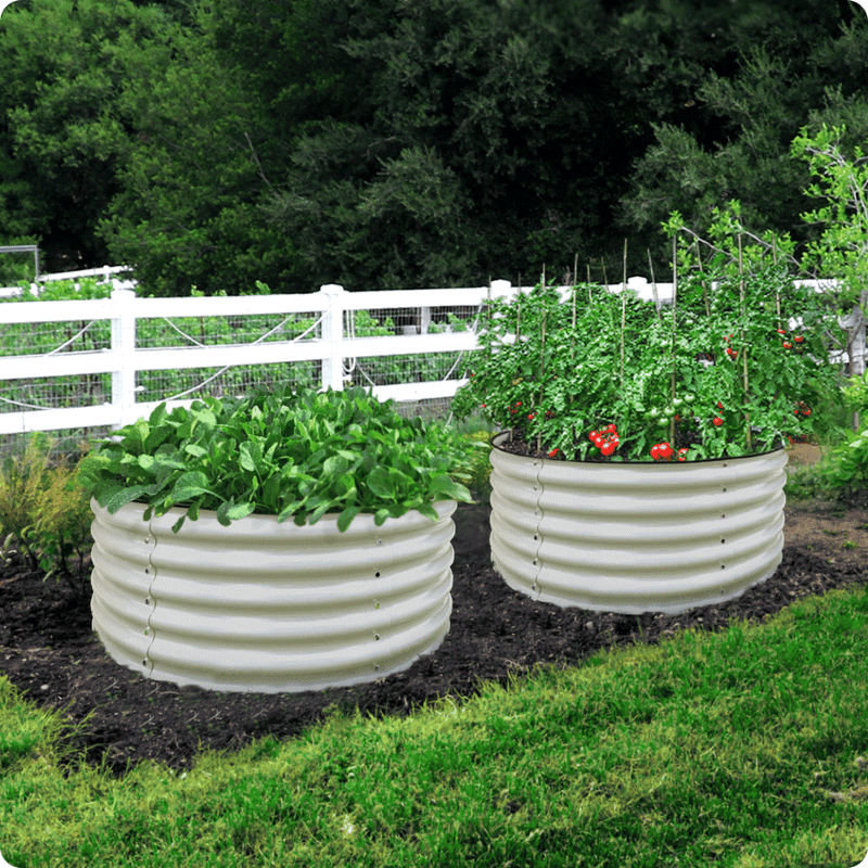 17" Tall x 42" Round Raised Garden Bed, in Ivory