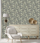 Contemporary Grey Leaves Wallpaper Fashionable Select