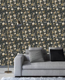 Modish Dark Wallpaper with Roses Chic