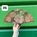 One of a Kind Hand Painted Marbled Wooden Fans - 15 Styles