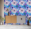 Elegant Blue Floral Wallpaper Chic