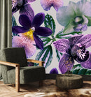 Modish Modern Violet Flowers Wallpaper