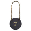 Open Me Leather Wine Bottle Tag in Black | Wine Gift Label Accessory | 2"