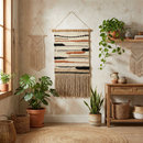 Ophelia Boho Woven Wall Hanging | Cotton Fringe Tapestry with Wooden Rod