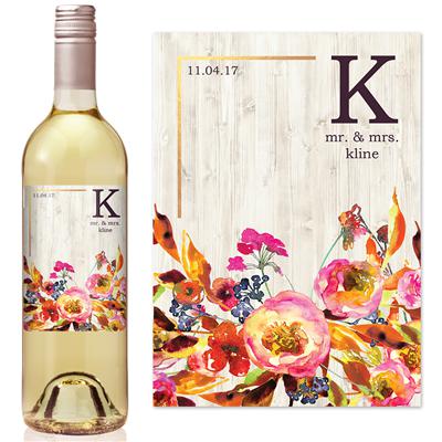 Orange Floral Wine Label