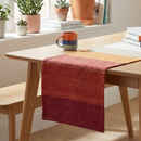 Orange Multi Plaid Table Runner | Double-sided Checkered Stripe Cotton Mat | 56" x 15"