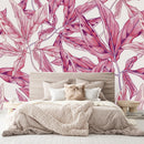 Contemporary Pink Leaves Wallpaper Smart