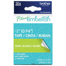 New, Pre-owned, Original Brother P-Touch Embellish White Print on Lime Green Tape TZE-MQG55M - ~1" Wide x 13.1’ Long (24mm x 4m)