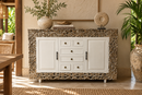 Carved White Sideboard with Drawers & Cabinets - 60 x 18 x 39 in