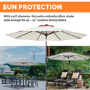 Outdoor/Patio Umbrella 9 ft - Brown Pole