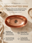 Oval Copper Vessel Sinks - Handfracted Bathroom Sink