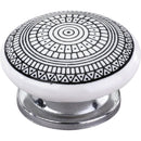 Tribal Design 1-3/5 in. Black & White Cabinet Knob