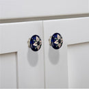 Flowered Flat 1-7/9 in. (45mm) Blue & Multicolor Cabinet Knob